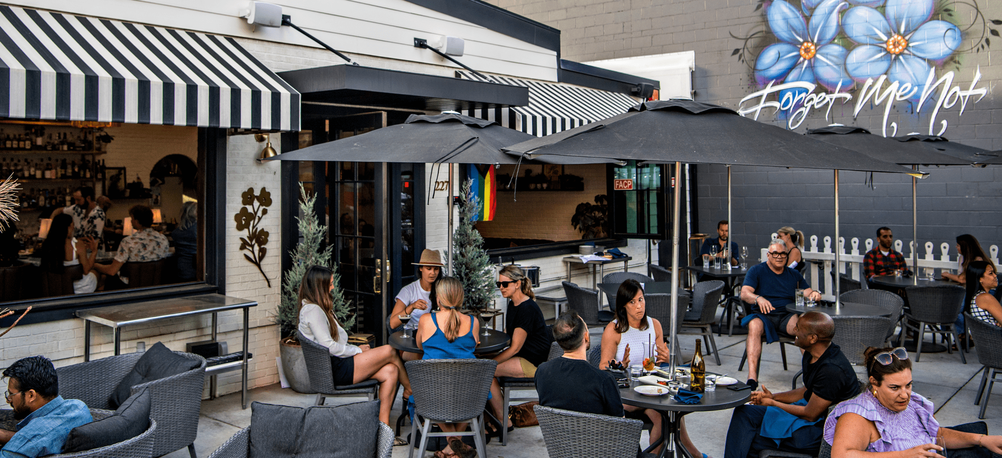 People on a restaurant patio