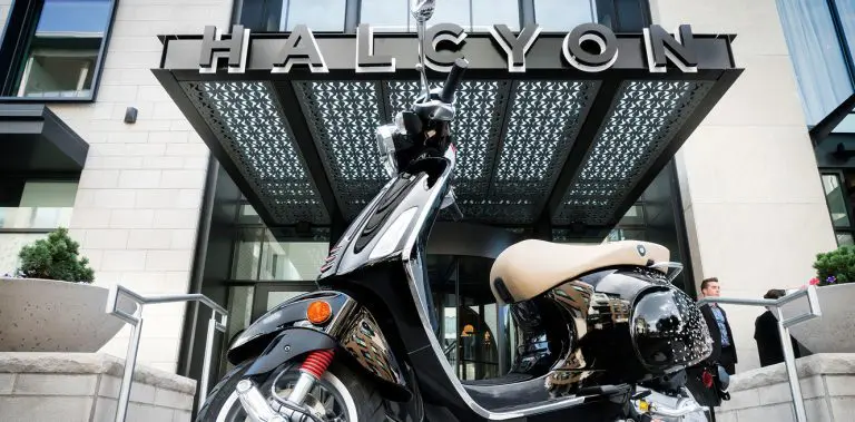 Scooter in front of hotel