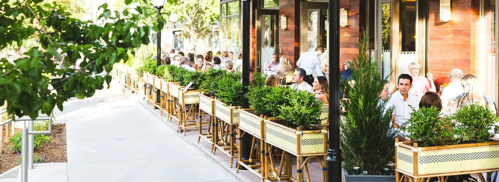 People dining on a patio