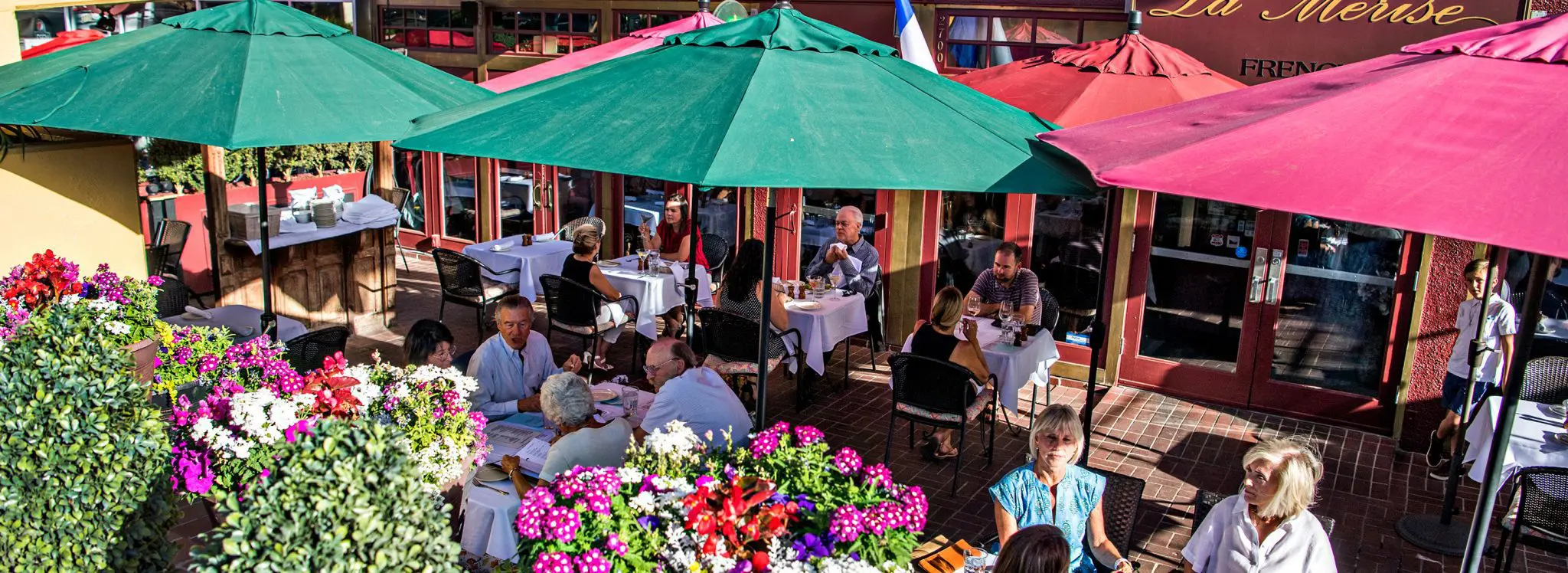 Patio with umbrellas