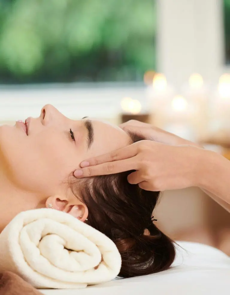 Person receiving facial