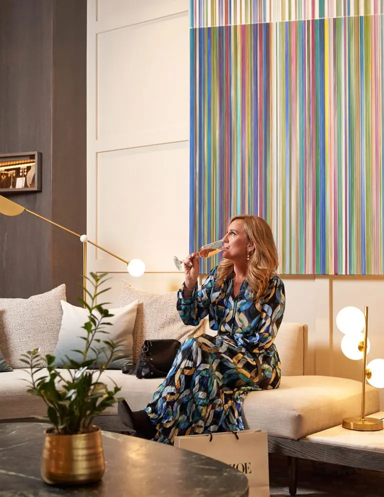 Person sipping champagne
