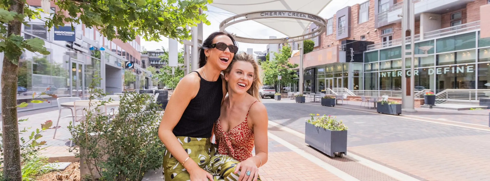 Smiling people on a walkway