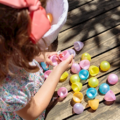 Girl holding easter eggs