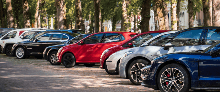 Cars in a parking lot