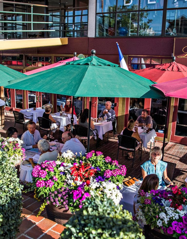 People having brunch on a patio