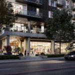 Modern building in Cherry Creek with retail space, possibly related to SoulCycle's new location.