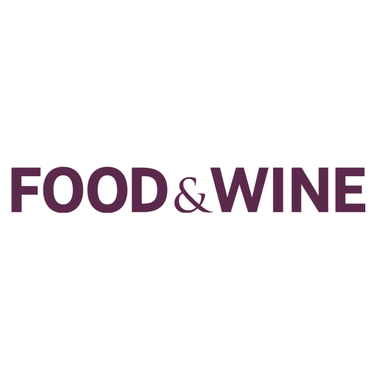 Food & Wine logo. Purple text on a black background.