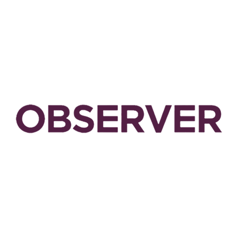 The Observer logo in purple on a black background.