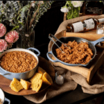 Beans, cornbread, and pulled pork for Easter brunch at Halcyon.