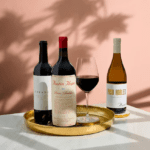 Austin Hope wine bottle and Paso Robles chardonnay on table